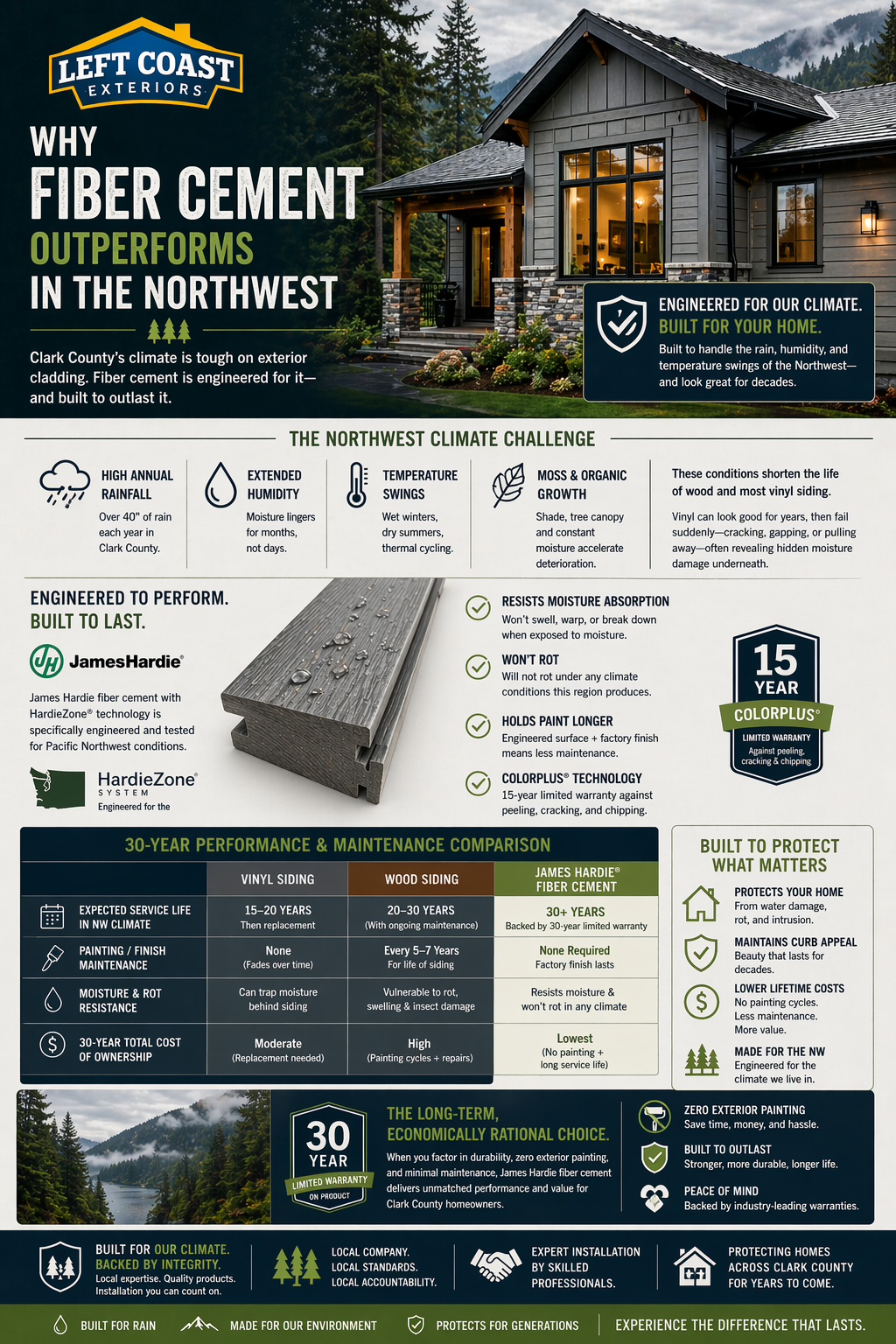 What siding replacement delivers — weather protection, curb appeal, and energy efficiency infographic